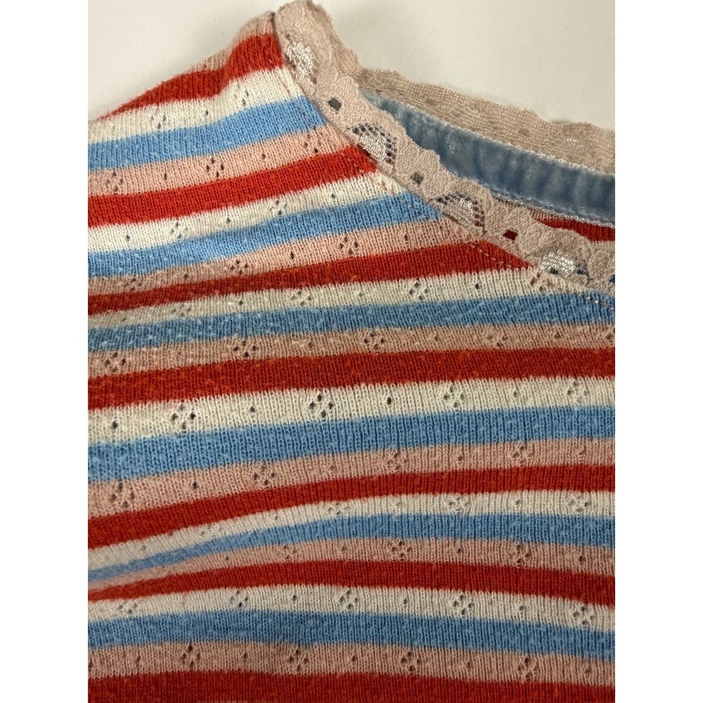 Boden Girls 13-14Y Pointelle Stripe Long Sleeve Top Pink Blue Red Multicolor - Picture 4 of 7